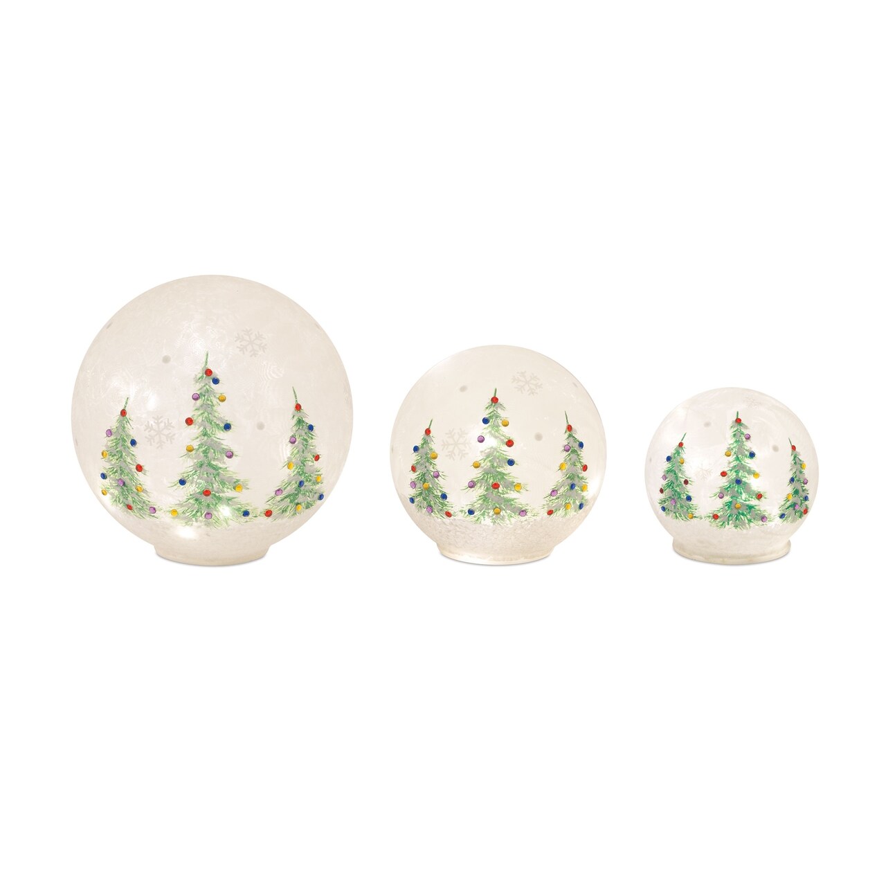 Melrose Set of 3 LED Lighted Christmas Tree Globes with Timer 7.75"